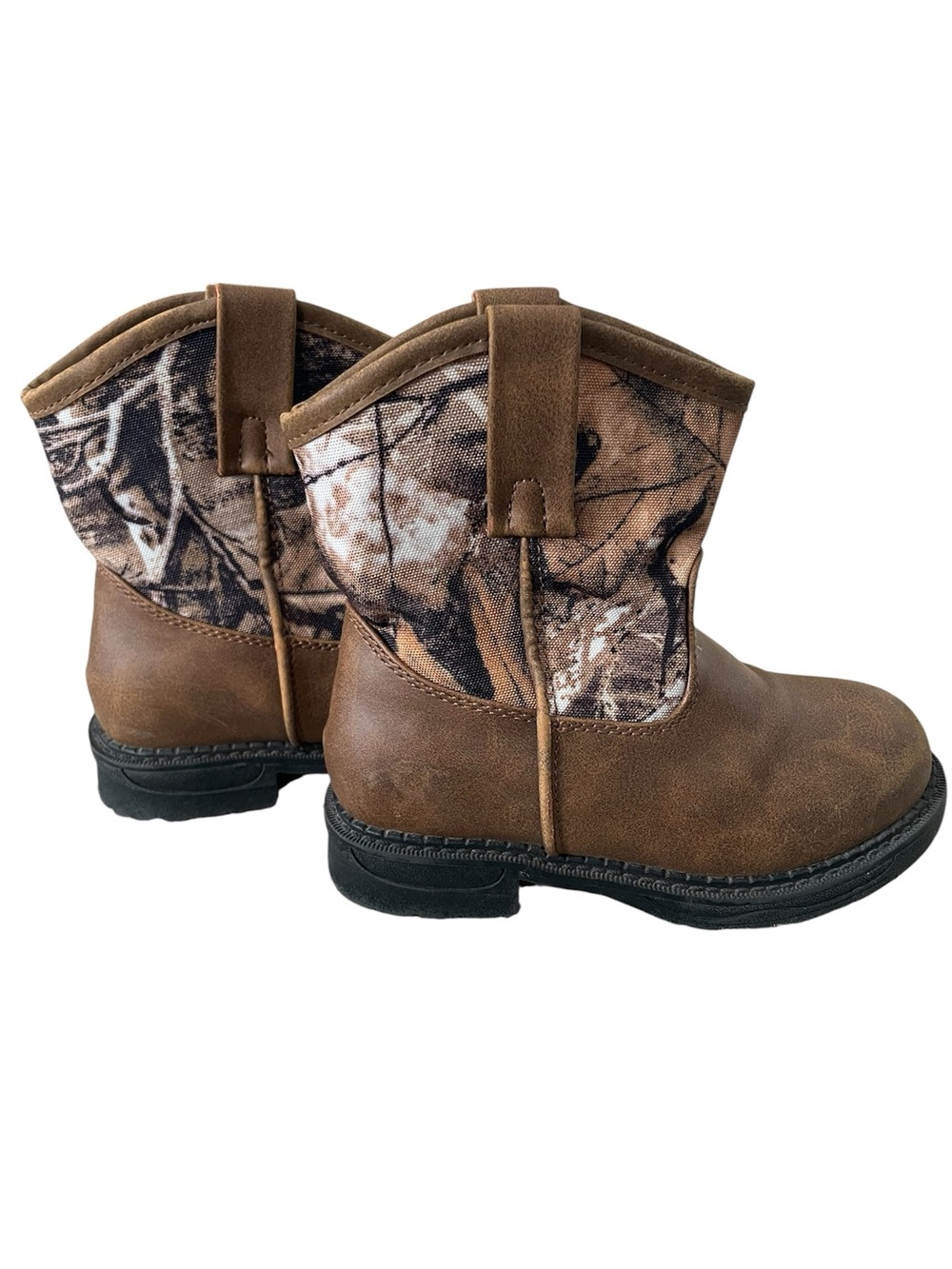 Kids Outbound Trading Company Brown Camo Pull-On Western Boots